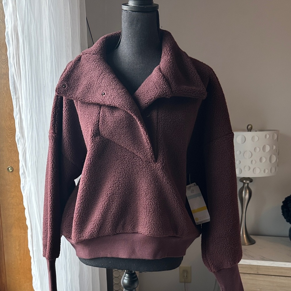 Zella Deep Maroon Teddy Jacket